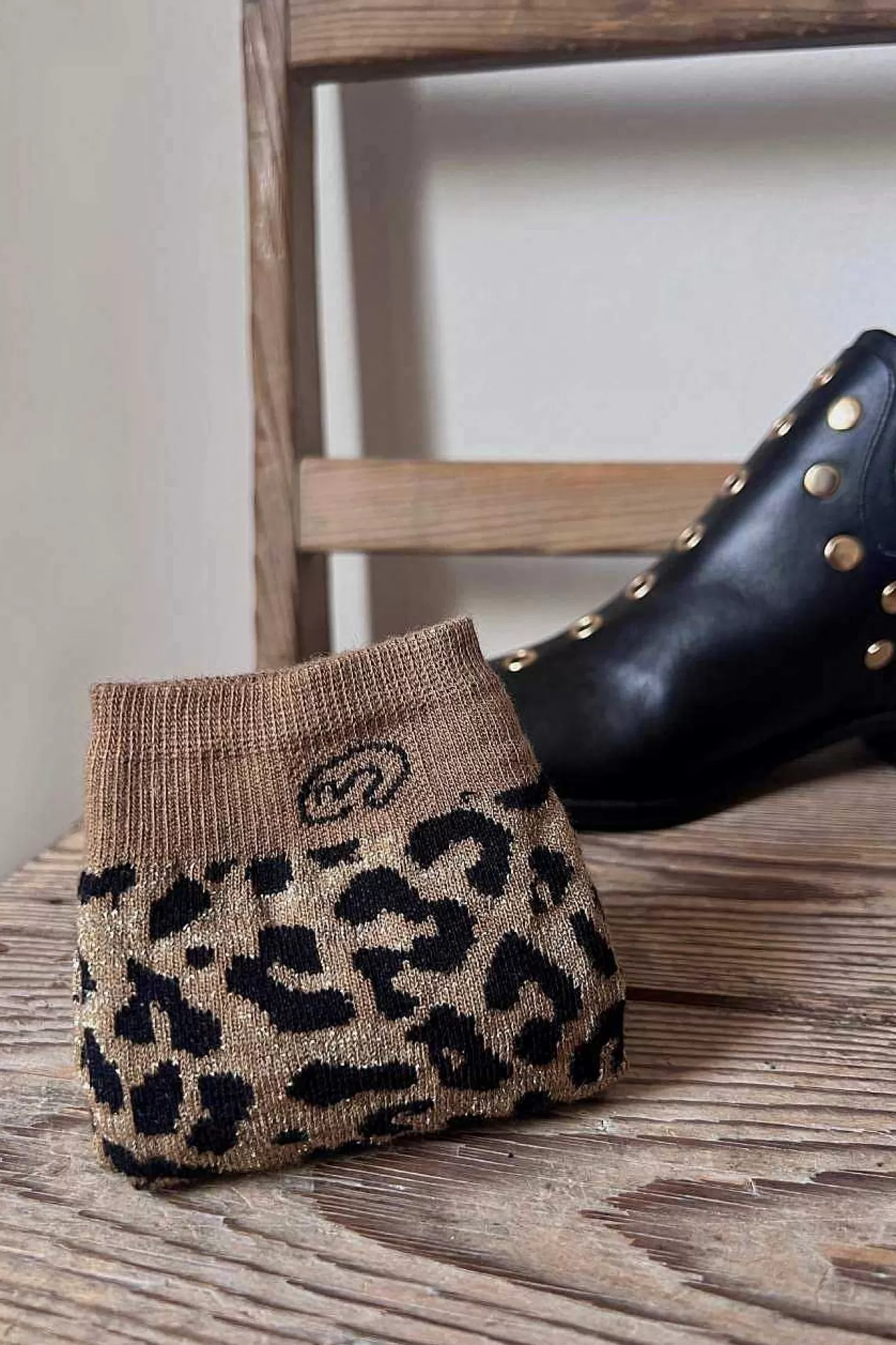 Calcetines Leopardo Glitter Dorado Y Negro-MICUIR Online